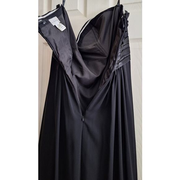 BILL LEVKOFF Strapless Sweetheart Chiffon Empire Waist Full Gown Dress Black 14 - Picture 6 of 10